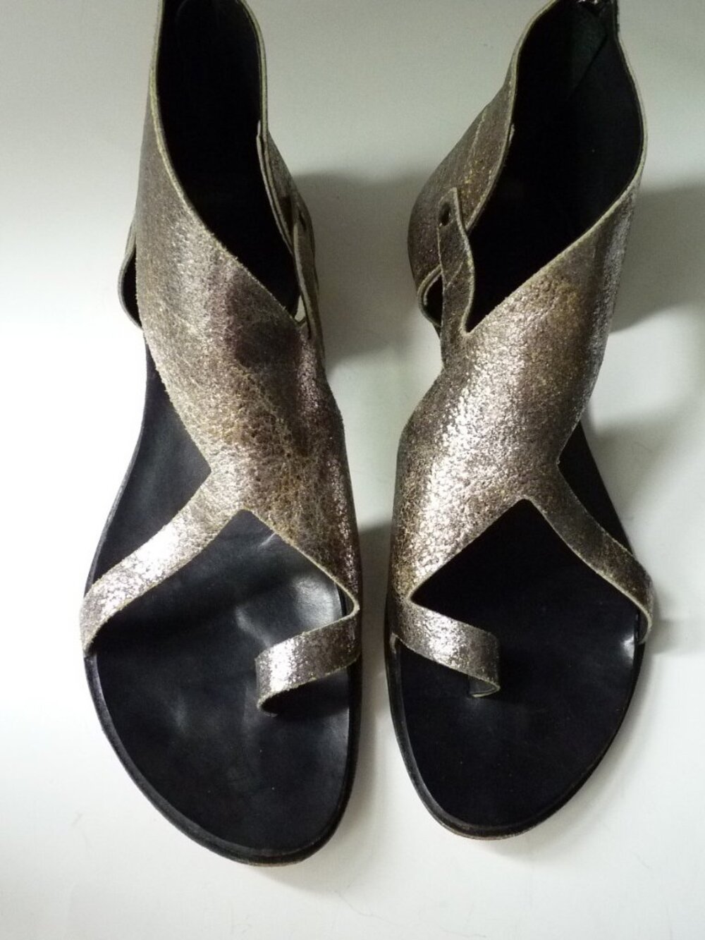 Cydwoq Vintage Metallic Handmade Leather USA Sandals Shoes 40